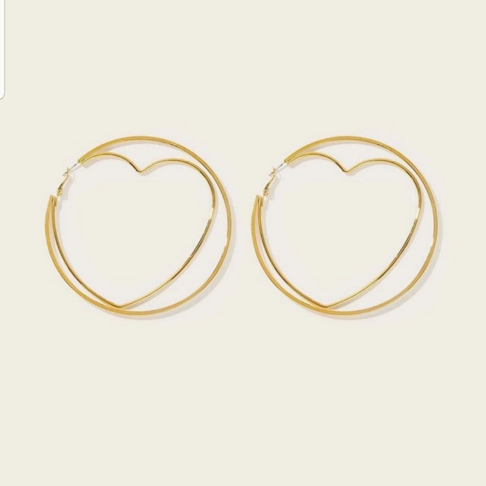 *Cami* Heart Double Hoop Earrings - Picture 3 of 4
